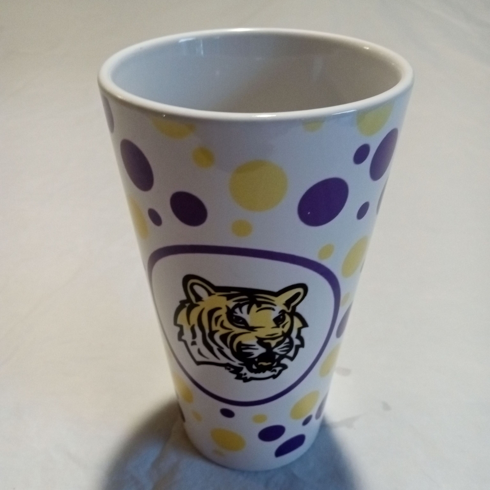 NCAA Purple and Yellow Tiger Print Coffee Mug